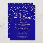 21歳の誕生日パーティの招待状-金ゴールドブ王室のルー 招待状 (正面/裏面)