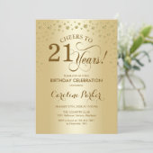 21歳の誕生日パーティの招待状-金ゴールド 招待状 (スタンド正面)