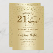 21歳の誕生日パーティの招待状-金ゴールド 招待状 (正面/裏面)