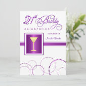 21歳の誕生日パーティの招待状- Monogram 招待状 (スタンド正面)