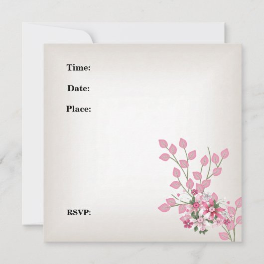 21歳の誕生日パーティーかわいらしピンクフローラ 招待状 (裏面)