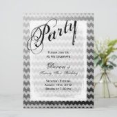 21歳の誕生日パーティーのブラックシェブロングランジ招待状 招待状 (スタンド正面)