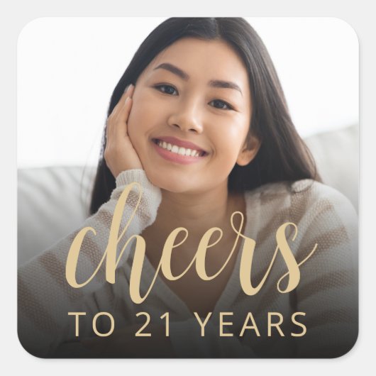 21歳の誕生日パーティーの写真で乾杯 スクエアシール (正面)