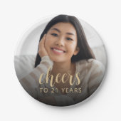21歳の誕生日パーティーの写真で乾杯 ペーパープレート (正面)