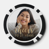 21歳の誕生日パーティーの写真で乾杯 ポーカーチップ (裏面)