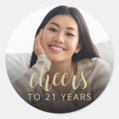 21歳の誕生日パーティーの写真で乾杯 ラウンドシール (正面)