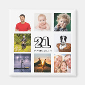 21歳の誕生日パーティーの写真コラージュ 保存日 マグネット (正面)