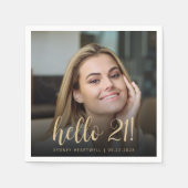 21歳の誕生日パーティーの写真 スタンダードカクテルナプキン (正面)