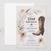 21歳の誕生日パーティーへようこそ、カントリーガール！ 招待状 (正面/裏面)