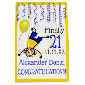 21歳の誕生日パーティーまたはカスタマイズ年齢 ミディアムペーパーバッグ (正面)