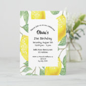 21歳の誕生日パーティーイエローレモン白 招待状 (スタンド正面)