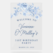 21歳の誕生日パーティーウェルカムブルーバラフローラ アクリルサイン (正面)