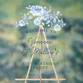 21歳の誕生日パーティーウェルカムブルーバラフローラ アクリルサイン (ニュートラル)