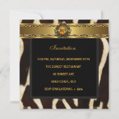 21歳の誕生日パーティーエキゾチックなワイルドブラック金ゴールド 招待状 (裏面)