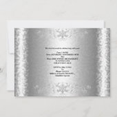21歳の誕生日パーティーエレガントシルバーホワイトフローラ 招待状 (裏面)