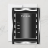 21歳の誕生日パーティーエレガントブラックメタルメンズ3 招待状 (裏面)