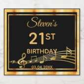 21歳の誕生日パーティーエレガントブラック&金ゴールド スパークリングワインラベル (シングルラベル)