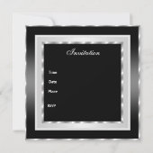 21歳の誕生日パーティーエレガント白黒シルバーメン 招待状 (裏面)