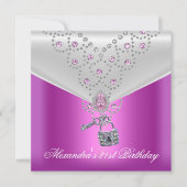 21歳の誕生日パーティーオーバーレイピンクジュエル鍵ロック2 招待状 (正面)