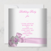 21歳の誕生日パーティーオーバーレイピンクジュエル鍵ロック 招待状 (裏面)