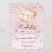 21歳の誕生日パーティーグラマリーピンク 招待状 (正面/裏面)