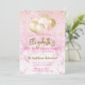 21歳の誕生日パーティーグラマリーピンク 招待状 (スタンド正面)