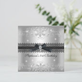 21歳の誕生日パーティーグリッターシルバーグレー 招待状 (スタンド正面)