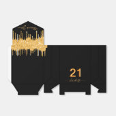21歳の誕生日パーティーグリッターブラック金ゴールドスパークル フェイバーボックス (折り畳みなし)
