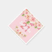 21歳の誕生日パーティーサンゴダリア花ピンク スタンダードカクテルナプキン (角)
