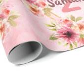 21歳の誕生日パーティーサンゴ金ゴールドダリア花 ラッピングペーパー (ロールコーナー)