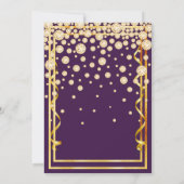 21歳の誕生日パーティーシックな紫のダイヤモンドフェイク金ゴールド 招待状 (裏面)