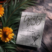 21歳の誕生日パーティーシャンパングラスウッドライト 招待状