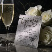 21歳の誕生日パーティーシャンパングラスウッドライト 招待状