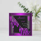 21歳の誕生日パーティーシューパープルブラックゼブラ 招待状 (スタンド正面)