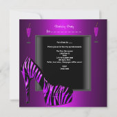 21歳の誕生日パーティーシューパープルブラックゼブラ 招待状 (裏面)