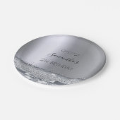 21歳の誕生日パーティーシルバーエレガントボウ ペーパープレート (アングル)