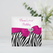 21歳の誕生日パーティーシルバーピンクブラックヒョウ5 招待状 (スタンド正面)