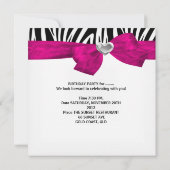 21歳の誕生日パーティーシルバーピンクブラックヒョウ5 招待状 (裏面)