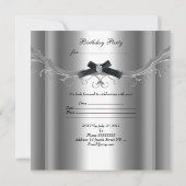 21歳の誕生日パーティーシルバーブラックダイヤモンドボウ 招待状 (裏面)