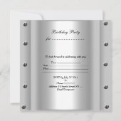 21歳の誕生日パーティーシルバーメタルロックヒンジ 招待状 (裏面)
