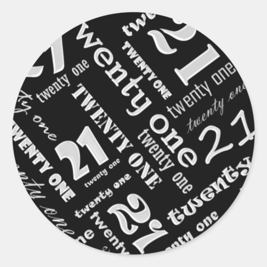 21歳の誕生日パーティーシール ラウンドシール (正面)