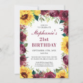 21歳の誕生日パーティースンフラワーフローラ 招待状 (正面)