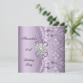 21歳の誕生日パーティーダマスク薄紫宝石画像 招待状 (スタンド正面)