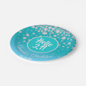 21歳の誕生日パーティーティール（緑がかった色）ブルーグリッター ペーパープレート (アングル)