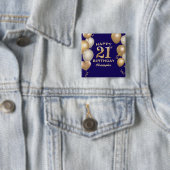 21歳の誕生日パーティーネイビーブルーと金ゴールドバルーン 缶バッジ (インサイチュ)