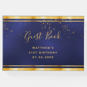 21歳の誕生日パーティーネイビーブルー金ゴールド紙吹雪 ゲストブック (正面)