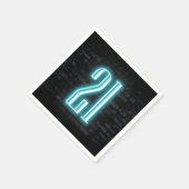 21歳の誕生日パーティーネオンサインオンブリック壁 スタンダードカクテルナプキン (角)