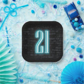 21歳の誕生日パーティーネオンサインオンブリック ペーパープレート (パーティー)