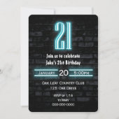 21歳の誕生日パーティーネオンサインオンブリック 招待状 (正面)