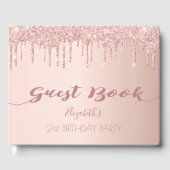 21歳の誕生日パーティーバラ金ゴールドグリッタードリップピンク ゲストブック (正面)